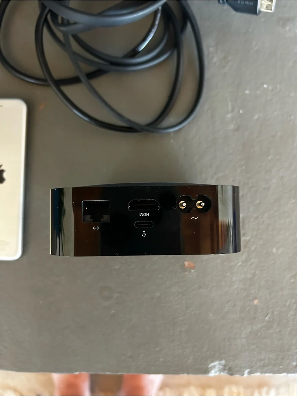 Apple TV box with Siri Remote and cables - Black Gen 4